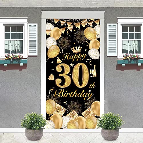 Banner 30 Geburtstag, 30. Geburtstag Deko Schwarz Gold, 30 Geburtstagsbanner, 30. Poster Hintergrund Banner, Deko 30. Geburtstag Männer, Geburtstag Poster Hintergrund für Frauen Geburtstagsdeko