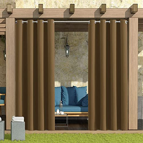KTCLE Outdoor Vorhang Wetterfest Windschutz mit Ösen Wasserdicht Sichtschutz Sonnenschutz für Balkon Terrasse Veranda Pergola Gartenlaube,Brown B,200x160 cm