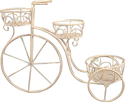 Vigor Blumenregal Schmiedeeisen Weiß Fahrrad 3 Körbe