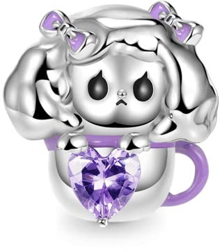 GNOCE Embraces Heart Gemstone Charm Bead Sterling Silver Animal Charm Fit Bracelet/Necklace for Women Girls Wife Daughter (Teacup Dog)