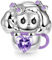GNOCE Embraces Heart Gemstone Charm Bead Sterling Silver Animal Charm Fit Bracelet/Necklace for Women Girls Wife Daughter (Teacup Dog)