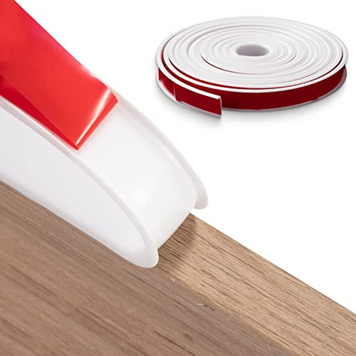 FAKILO 5m×18mm U-Shape Flexible Furniture Edge Banding, White TPE Self Adhesive Veneer Edging Strip Edge Protector, DIY Furniture Edge Trim for Table Cabinets Chairs Shelves Restoration