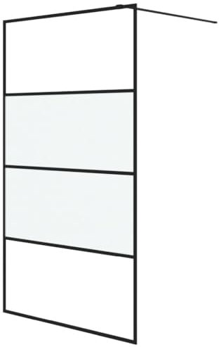 vidaXL Duschwand für Walk-In Dusche Duschabtrennung Duschtrennwand Duschkabine Duschtür Eckeinstieg Trennwand Schwarz 115x195cm Halbmatt ESG