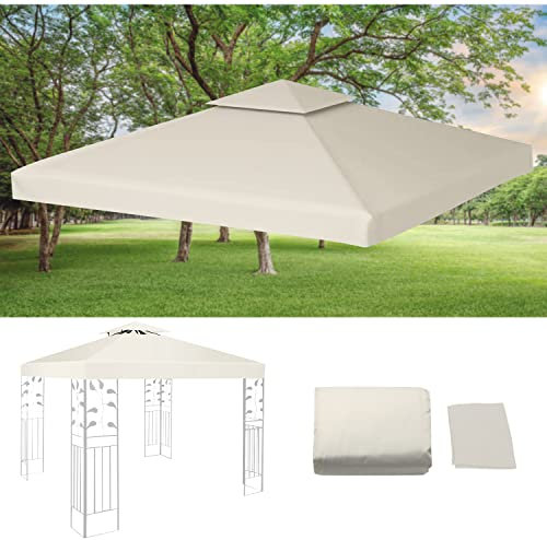 Sonnewelt Carpa de 3 x 3 m, toldo de repuesto, resistente al agua, cubierta de repuesto, doble techo, protección UV, cubierta para carpa, toldo beige