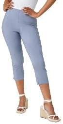 Roman Cropped Trousers for Women UK Ladies Capri Leggings Summer Pants Short Crop Stretch 3/4 Length Three Quarter Pedal Pusher Clothes Elasticated Bengaline Cut Off - Petite Light Grey - Size 14