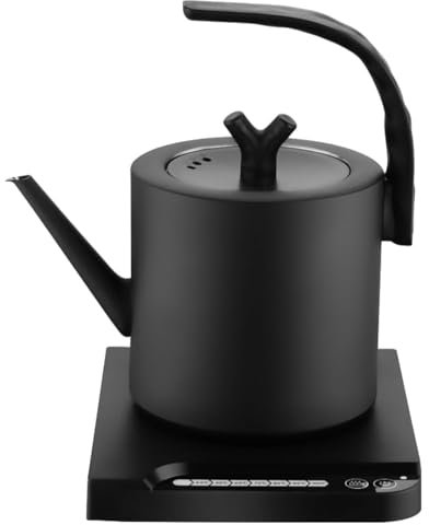 Bouilloire électrique intelligente 1.0L avec contrôle de 7 températures, 0.5-24h de maintien au chaud, théière en acier inoxydable, bouilloire à ébullition rapide pour café/thé/farine, 1000W, noir mat