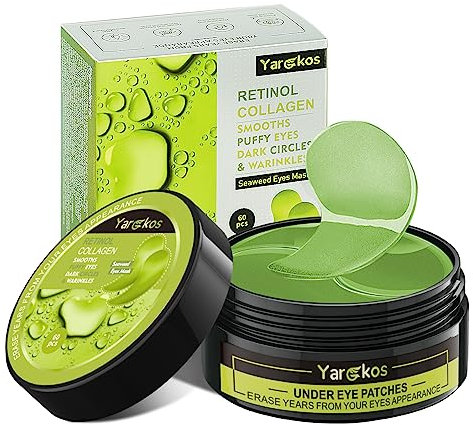 60 Pcs Grün Deep Hydration Feuchtigkeitsspendende Eye Pad Mask, Green Kollagen Hydrogel Anti Aging Augenpads 30 Paare, Hyaluronsäure Augenmaske Dunkle Augenringe Entfernen, Kollagenaugenmaske