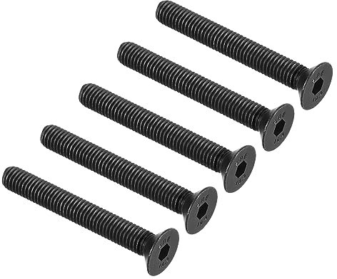 QUARKZMAN M8 x 60mm Hexagonal Zócalo Plano Cabeza Avellanado Tornillos x 5uds 10.9 Aleación Acero Hueca Cabeza Tornillos Pernos para Maquinaria y Muebles, [Negro]