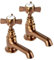 Traditional Basin Taps Pair Hot and Cold for Bathroom Sink Victorian Rose Gold Cross Head Handles 2 taps