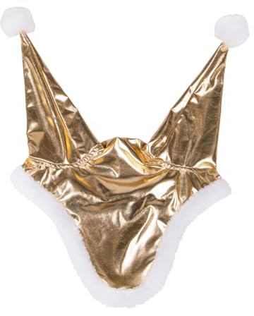 QHP Ohrenhaube Santa Weihnachten goldfarben (Shetty)