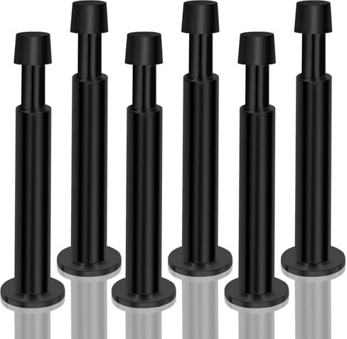 Stainless Steel Door Stopper Long Door Stops with Rubber Bumper Tip Black Modern Door Holder for Skirtings Spring Doorstops Wall Protector Door Stops Catch Indoor Outdoor 6 Pack