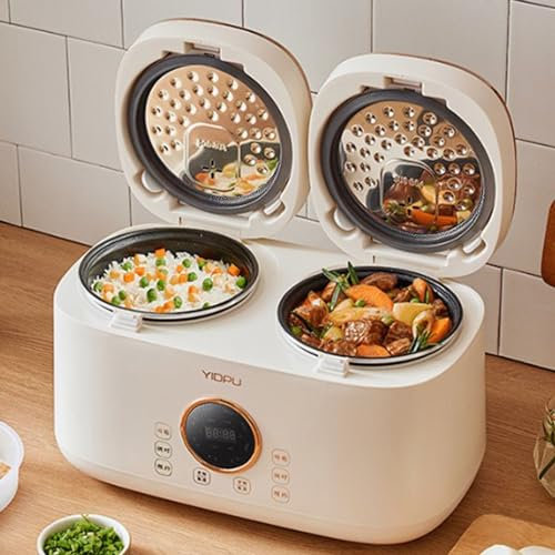 MOXAC 400W Rice Cooker Double Bile Rice Cooker Home Smart Multi-Function 2L+2L Large Capacity Non-Stick Pan Double Inner Tank Integrated Rice Cooker