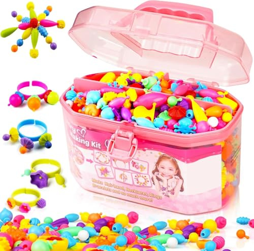 FunzBo Pop Beads Kit for Girls Toys - Jewelry Making Kit with Bracelets, Headbands & Rings, Arts and Crafts Kit DIY Kids Toys for Age 4 5 6 7 8 9 10 Birthday Gifts for Kids