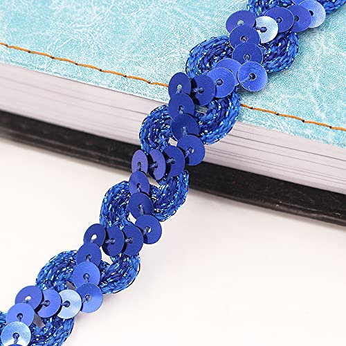 Whakano 5 Meters Glitzer Pailletten Bänder 1,5 cm Breite,Paillettenbesatz Dekoband Pailletten Zierband,für BauchtanzgüRtel,Nähen Handwerk,Vorhänge,Kleidung Deko,Geschenkverpackung,Navy blau