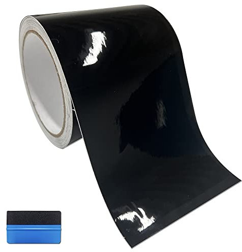 NewL Gloss Black Vinyl Wrap Tape 7.5cm x 900cm Air-Release Adhesive Vinyl Wrap for Cars Anti-Scratch Car Door Sill Protector Car Sill Protectors Strips