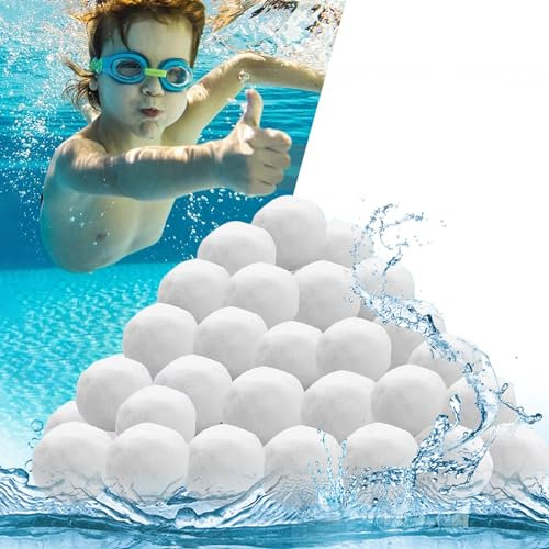 Vueinrg Bolas Filtro Piscina, 500g Bolas Depuradora Piscina Sustituye a 18kg de Arena Depuradora Piscina Reutilizable Ultraligera Adecuado para Depuradora Piscina(Blanco)