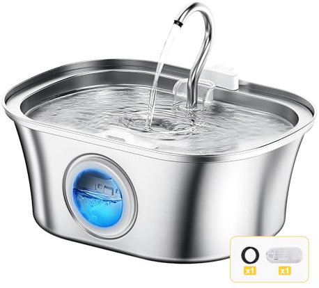 Katzenbrunnen Edelstahl, Trinkbrunnen für Katze, 3,2L Katzenbrunnen für Katzen, Trinkbrunnen für Haustiere mit Leiser Pumpe, Wasserhahn-Design, Spülmaschinenfest