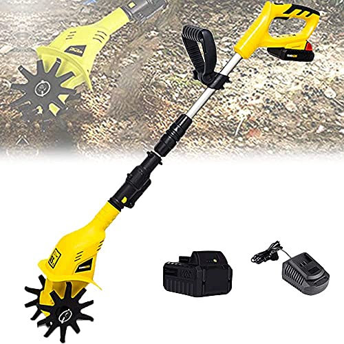 Rotavator électrique 20 V 4 Ah Batterie au lithium Cultivateur sans fil avec lames Rotavateurs pour le jardin 65 Manganèse Électrique Motoculteur Motoculteur Motoculteur Rotavator pour lotissement,