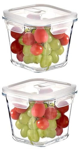 Gzsekken 800ml Square Glass Food Storage Containers Set of 2,Glass Soup Container with Airtight Lids,Glass Meal Prep Containers,Leak Proof Salad Bowl Soup Bowls Jars, Microwave & Dishwasher Safe