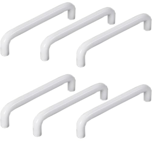 HY HUIJUN Bügelgriffe Schrankgriffe,6 Stück Möbelgriffe,Ø10mm Weiß Aluminium,Küchenknöpfe Türgriff Schubladengriff Griffe für Kleiderschrank,Schminktisch,Kinderzimmer