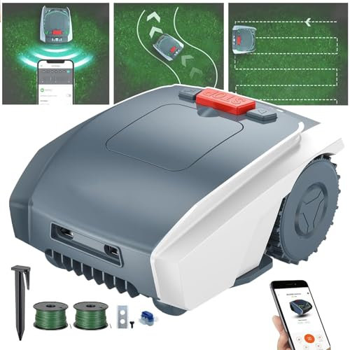 Rasaerba Automatico Intelligente Con Pianificazione Del Percorso Gps, Taglia Fino A 1500 Mq, Controllo Tramite App + Altezza Regolabile (2-5 Cm) + Ricarica Automatica,100㎡/H, Per Prato/Giardino