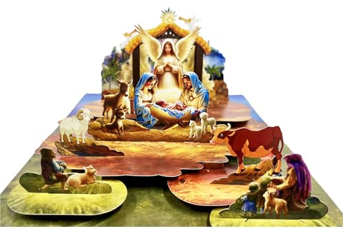 CUTPOPUP Geburt -Weihnachtskarten 3D, Weihnachtskarte 2024, Pop Up Karte Weihnachten, Weihnachtskarten mit Umschlag (Nativity) US8-CN295DE
