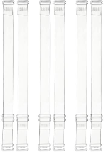 FYHJNC Invisible Clear Bra Straps, Transparent Non-Slip Adjustable Replacement Bra Shoulder Straps for Women, 38cm×1cm (Pack of 6)
