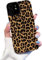 Reownest for iPhone 12 Mini Case Cute Brown Leopard Pattern Leather Aesthetic Phone Case for Women Girls Soft Silicone Protective Case for iPhone 12 Mini -Black