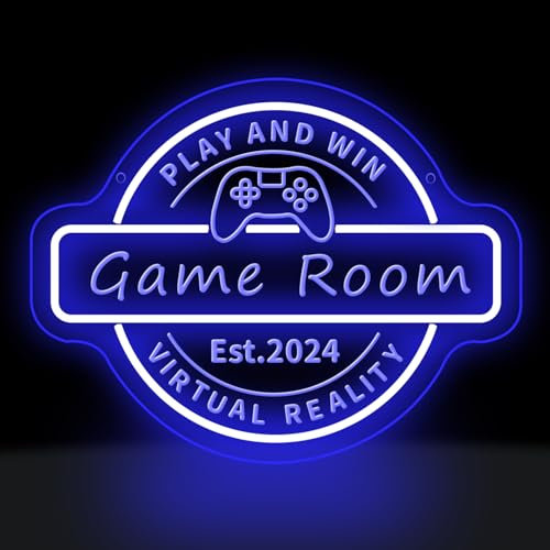 DAKABUKA Panneau néon à DEL pour salle de jeux personnalisé pour adolescent, enfant, garçon, cadeau à intensité variable pour chambre à coucher, décoration murale de salle de jeux
