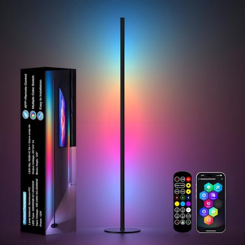 LED Stehlampe Wohnzimmer Dimmbar, 140cm RGB Stehlampe mit Fernbedienung und APP, Stehleuchte mit 16 Millionen Farben, Musikmodi, DIY-Modus & Timing -Funktion für Wohnzimmer, Schlafzimmer, Spielzimmer