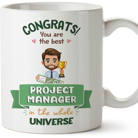 MUGFFINS Project Manager Man Mug - in English - Best in Universe Trophy - Funny Gift for Colleagues - Ceramic 11oz Mug