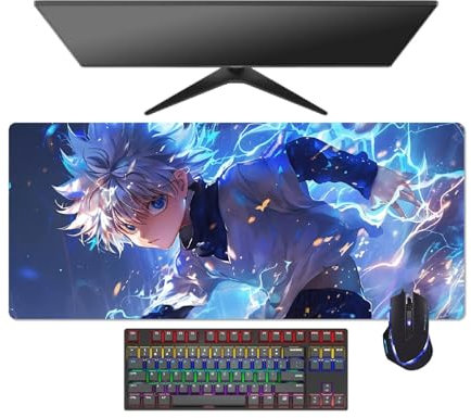 4mm épaississement! Anime Hunter x Hunter Tapis De Souris, 27.6×11.8×1.6 inch (700×300×4 mm), Imperméable, Antidérapant, Facile à Laver