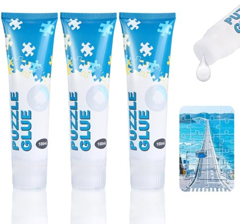 PAYFULLY Puzzle Colla, 3 pezzi di colla trasparente con applicatore, adatto per fissare e appendere puzzle, 300 ml