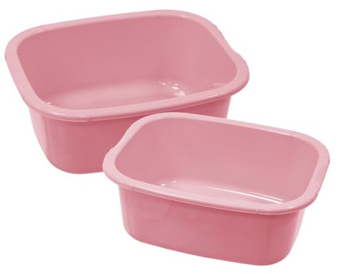 simpa 11L Multi-Purpose Pink Plastic Rectangular Household Cleaning Bowl for Washing Up, Window Cleaning, Car Valeting and Multi Room Spot Cleaning Tasks - Set of 2 Bowls.