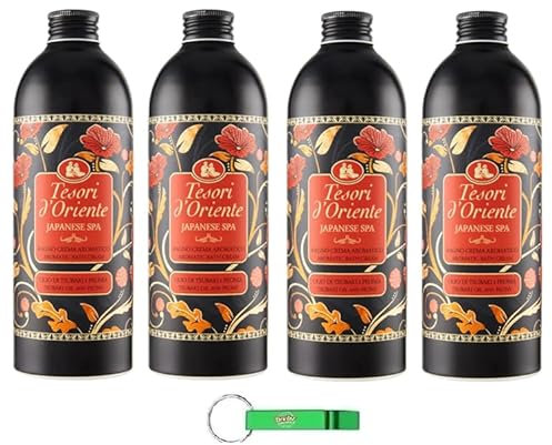 Tesori d'Oriente Bagno Crema Japanese Rituals, bagni di schiuma con olio di Tsubaki, purifica la pelle e dona sostanze nutritive e idratanti, 500 ml + portachiavi Beni Culinari