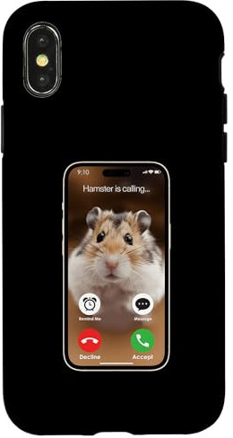 Custodia per iPhone X/XS Meme Hamster Fissando La Fotocamera Frontale Hamster Sta Chiamando