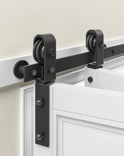 Herraje para puerta plegable y corredera Signstek 1 metro, sistema de herraje unidireccional negro para puertas de 70-80 cm, anchura por puerta 45,72 cm (sin puerta)
