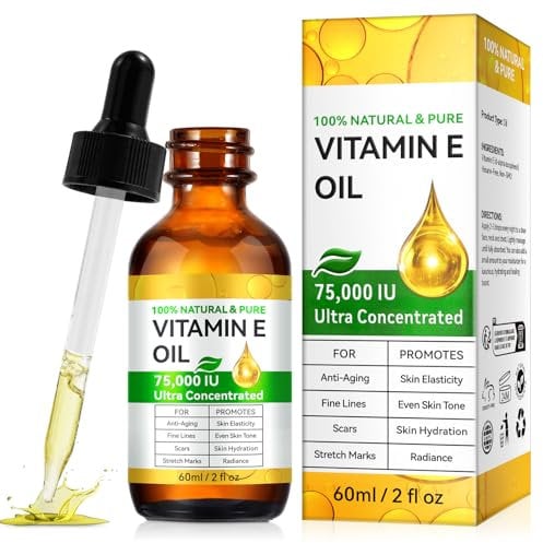Vitamin E Oil for Skin, Body, Face and Scars, Cold Pressed Ultra Pure Vitamin E Oil Deeply Nourish Enhancing Dry Skin Moisturizing, Reduce Fine Lines & Scars, Firmness & Elasticity 2Fl Oz