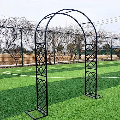 Garden Arbour Archway for Climbing Plants Black Wrought Iron Rose Arch Outdoor 220cm x 250cm
