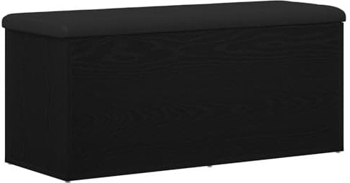 vidaXL Aufbewahrungsbank mit Tür Schwarz Eichen-Optik 102 x 42 x 45 cm, Wohnzimmer, rechteckige Aufbewahrungsbank, praktische Möbel für modernes Design, Bequeme Sitzlösung, gepolstert