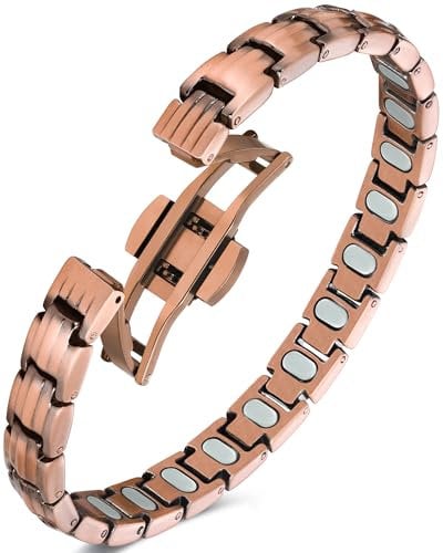 Jeracol 99% Copper Bracelet for Women with 5000 Gauss Strong Magnets – Upgrade Butterfly Clasp Magnetic Bracelet for Women for Wellness & Style, Adjustable Tool & Refined Gift Box