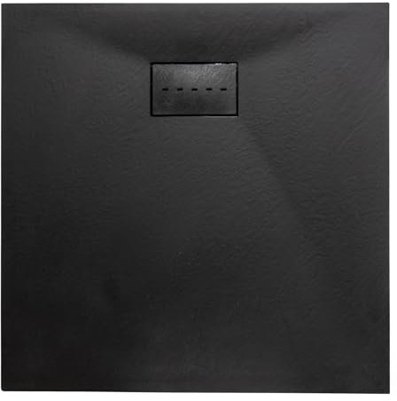 Thermopanel SMC Black Shower Trays Base Slate Stone Effect Textured Non Slip with SMC Holes Cover - 1700 x 800mm