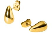 Purelei Droplet Ohrringe – Tropfenförmige Edelstahl-Creolen 18K vergoldet – Minimalistische Ohrstecker für Damen – 10,8 x 5,7 mm – Gold/Silber/Roségold