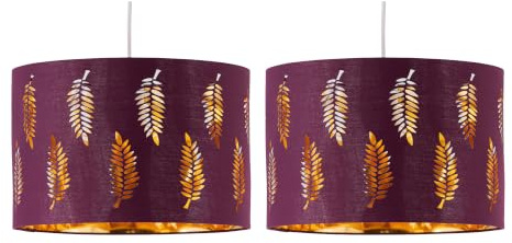 Set of 2 Fern - Burgundy Cut Out 25cm Pendant Lightshades