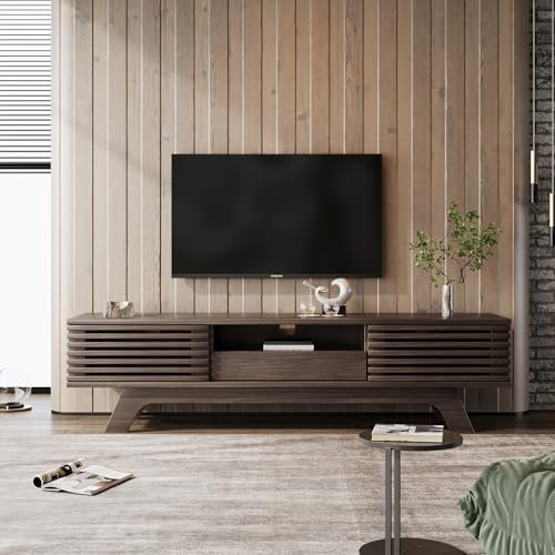 MSMOK Mueble de TV con un cajón y dos puertas, color madera vintage, diseño único