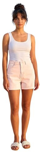 Roman Denim Shorts with Pockets for Women UK Ladies Mom Jeans Boyfriend Boy High Waisted Turned Frayed Hem Stretchy Cotton Casual Slim Skinny Pants Mother Holiday