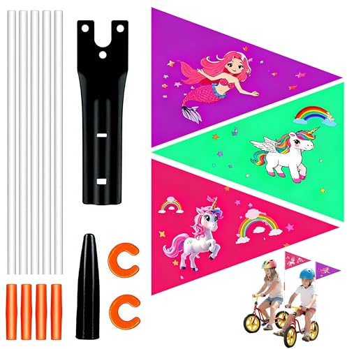 3 bandiere per bicicletta per bambini – Bandierina di sicurezza con bandierine e accessori colorati – Bandiera regolabile come accessorio di sicurezza accattivante e accessori decorativi per bambini