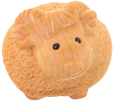 Sosoport Miniatur-Schaffigur Aus Holz Holzgeschnitzte Schafstatue Tierornament Aus Holz Für Wohnzimmer Schlafzimmer Büro Arbeitszimmer Meditationsraum Oder Yoga-Studio 5.50 X 4.00 X 4.00 cm