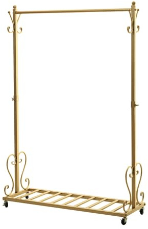 XCRFKGW Portant à Vêtements en Métal avec Roulettes, Porte-manteau Autoportant, Séchoir d'intérieur, Cintre Multifonctionnel pour Chambre à Coucher, Entrée, Doré (80cm)