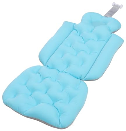 Fdit Oreiller de Baignoire à Ventouse Forte, Design Long, Coussin de Bain pour Adultes, Assis ou couché, Facile à Nettoyer (Blue)